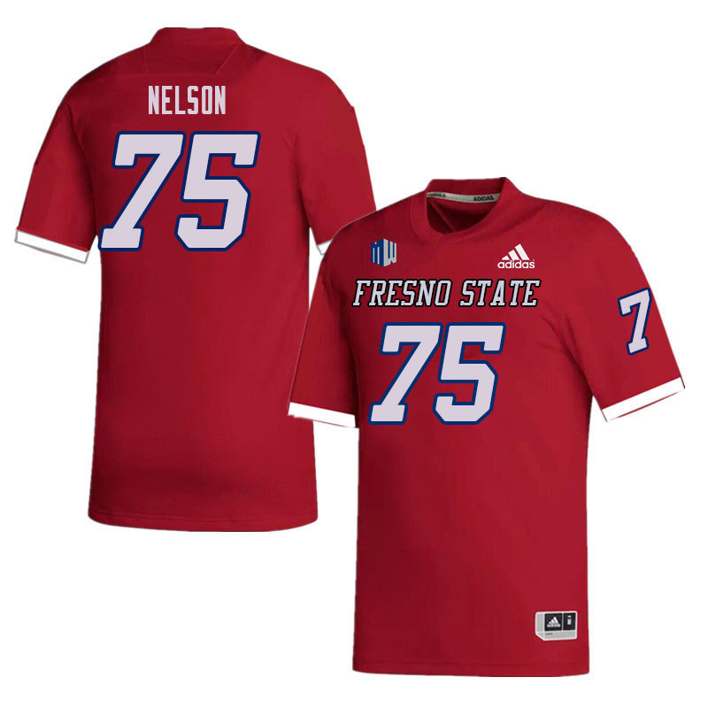 Men-Youth #75 Braylen Nelson Fresno State Bulldogs College Football Jerseys Sale-Red